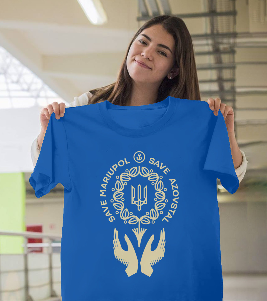 Save Mariupol Save Azovstal Ukraine Symbol Anchor Hands T-Shirt