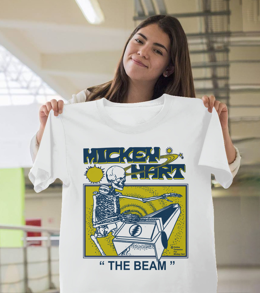 Mickey Hart The Beam Skeleton Playing Cosmic Instrument Online Ceramics T-Shirt