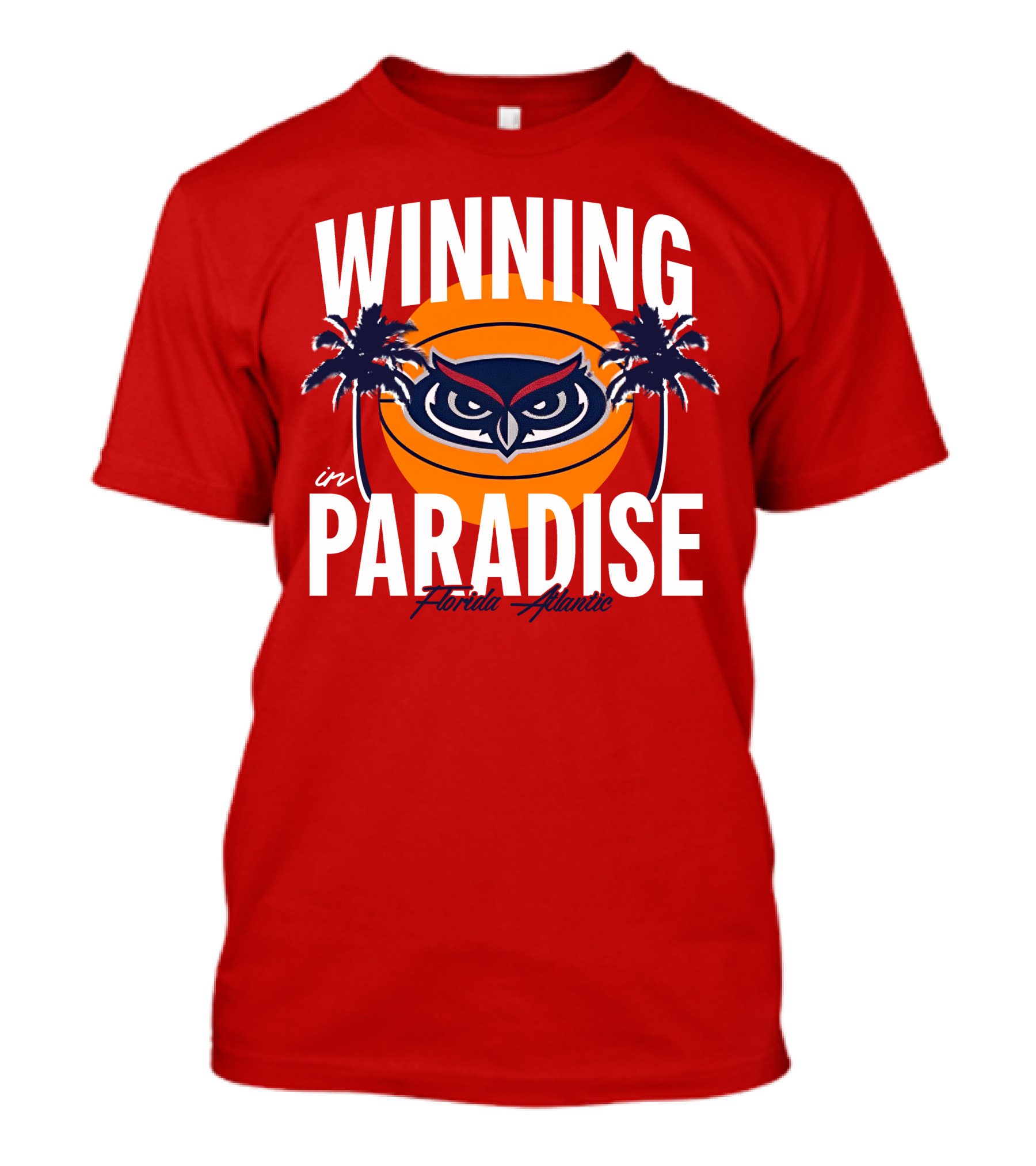 Winning In Paradise Florida Atlantic Owl Sunset Palms T-Shirt
