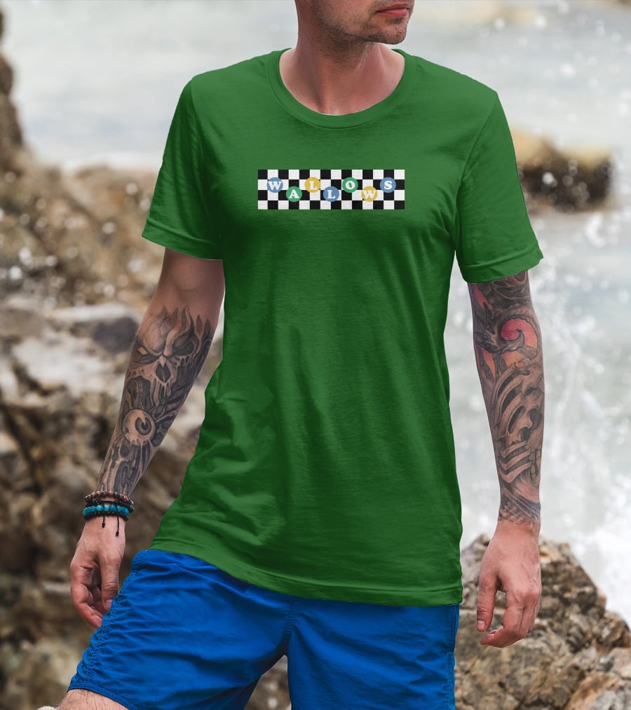 Wallows Checkered Pattern Green Background T-Shirt