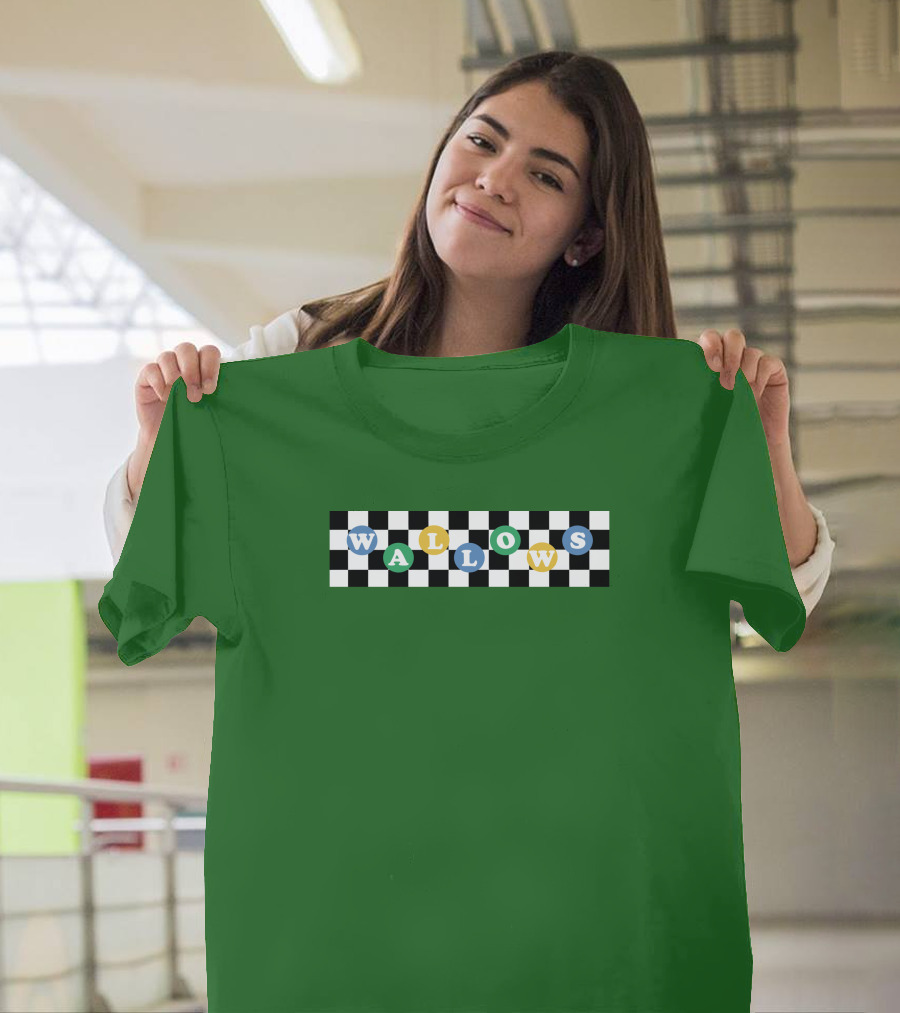 Wallows Checkered Pattern Green Background T-Shirt