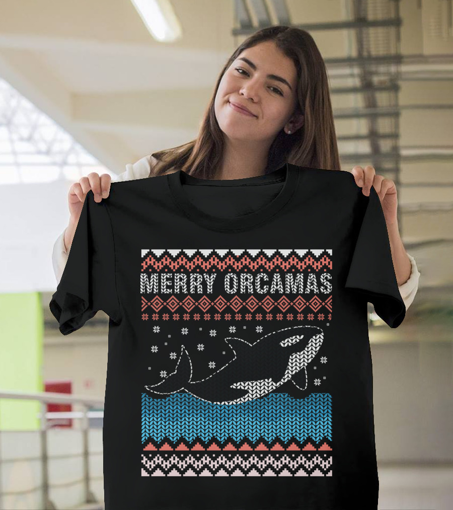 Merry Orcamas Ugly Christmas Orca Killer Whale T-Shirt
