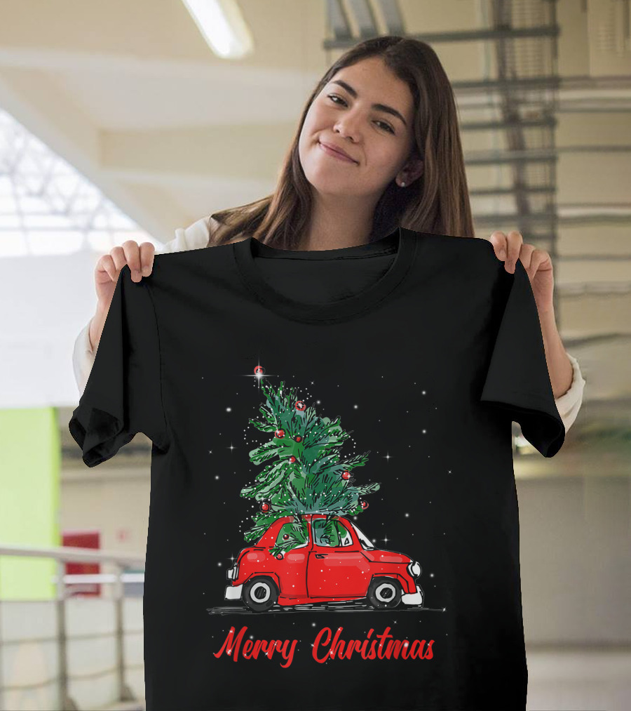 Merry Christmas Red Truck With Christmas Tree Pajama Gifts T-Shirt