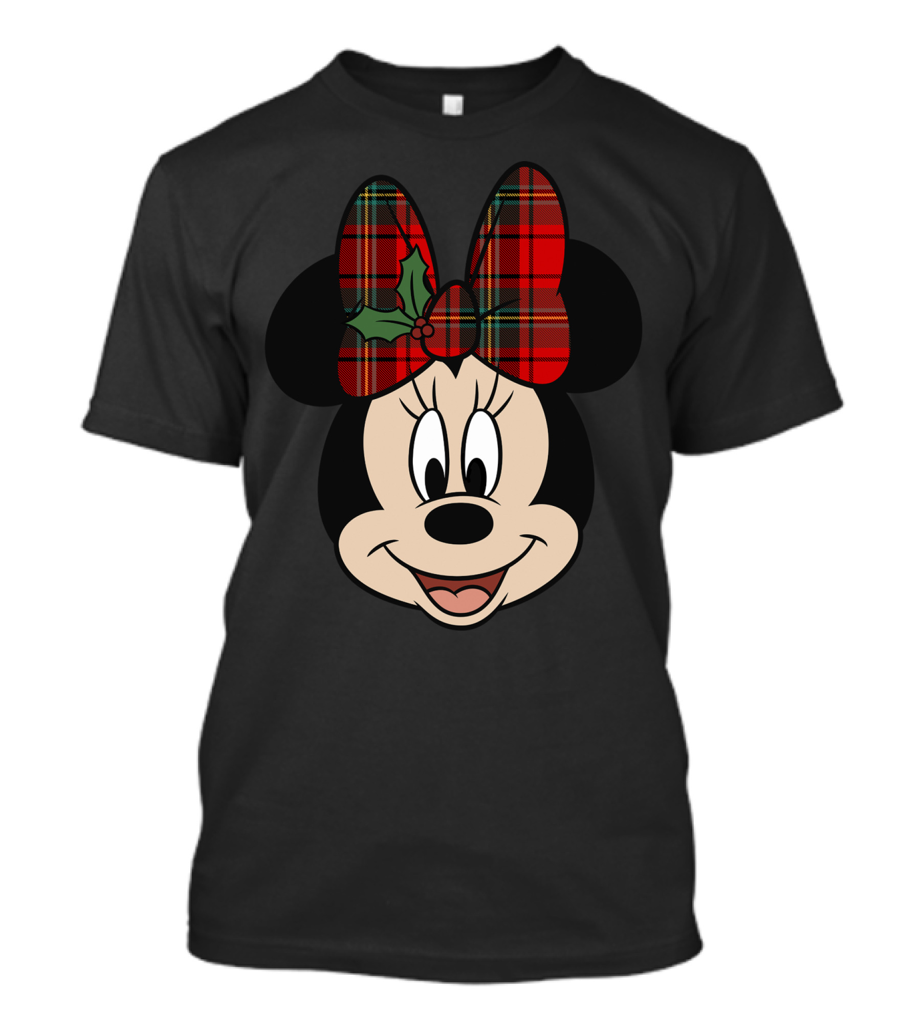 Minnie Mouse Red Plaid Bow With Holly Disney T-Shirt