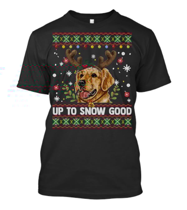 Golden Retriever Dog Reindeer Up To Snow Good T-Shirt