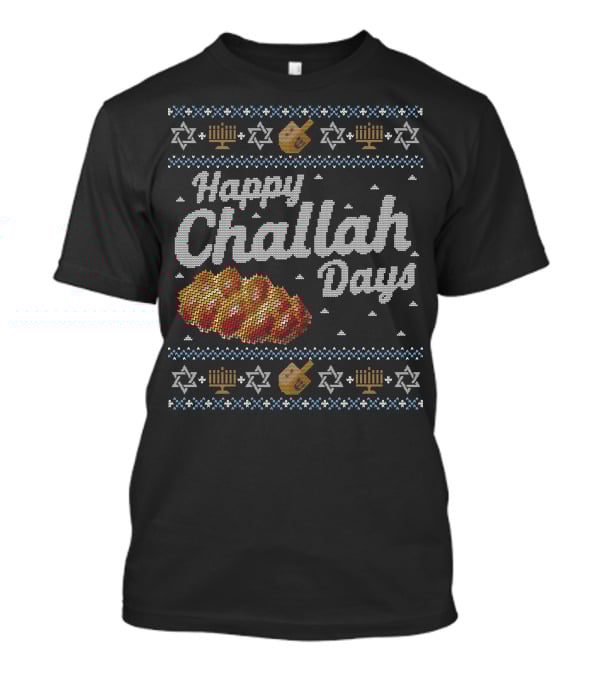 Hanukkah Happy Challah Days Menorah Star Of David Dreidel T-Shirt