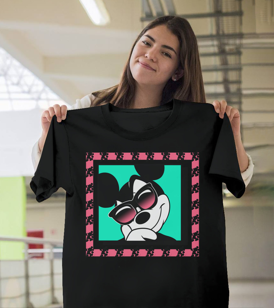 Mickey Mouse Cool Shades Neon Border T-Shirt