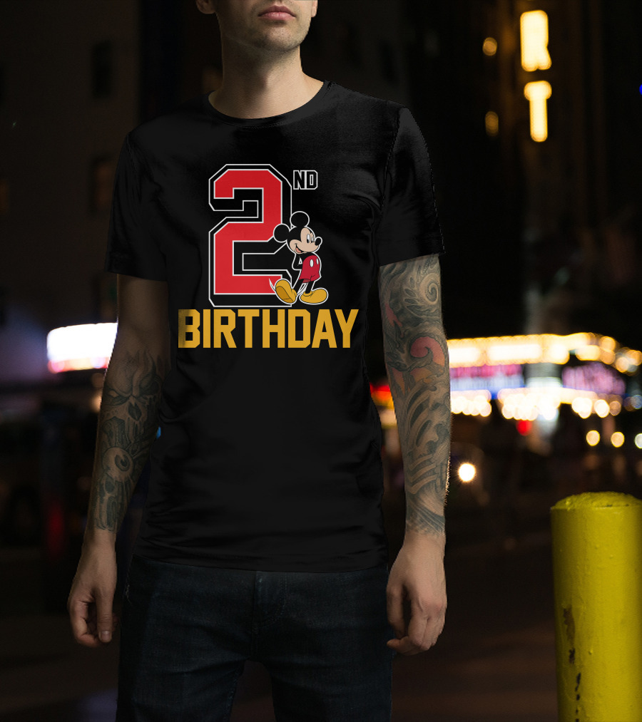 Mickey Mouse 2nd Birthday Celebration With Disney Themes T-Shirt