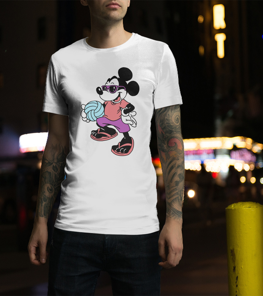 Disney Mickey Mouse Sunglasses Volleyball Playa Vibes T-Shirt