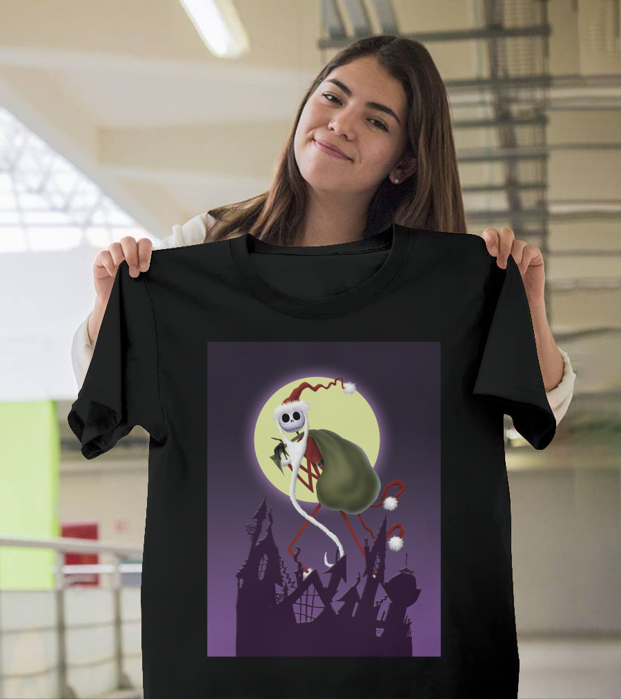 Disney Skellington Claus Jack Skellington Santa Christmas Moon T-Shirt