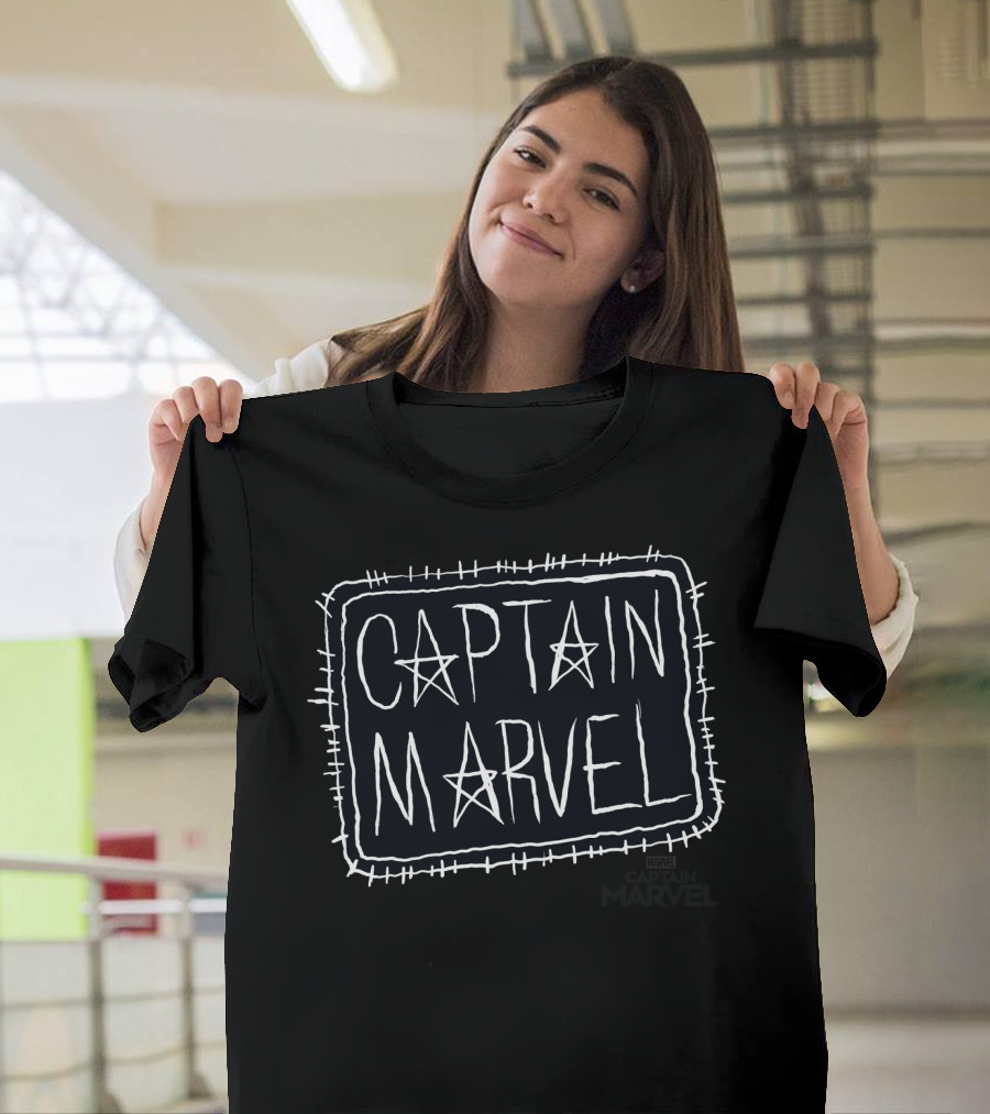 Captain Marvel Star Sketch Patch T-Shirt