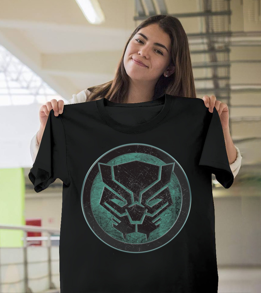 Marvel Black Panther Distressed Green Emblem Circle T-Shirt