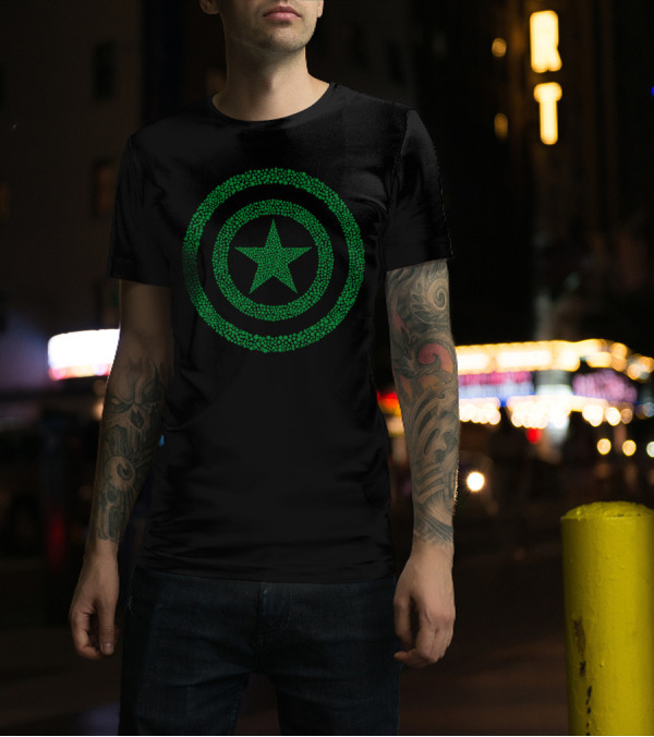 Marvel Captain America Green Shamrock Star Emblem T-Shirt