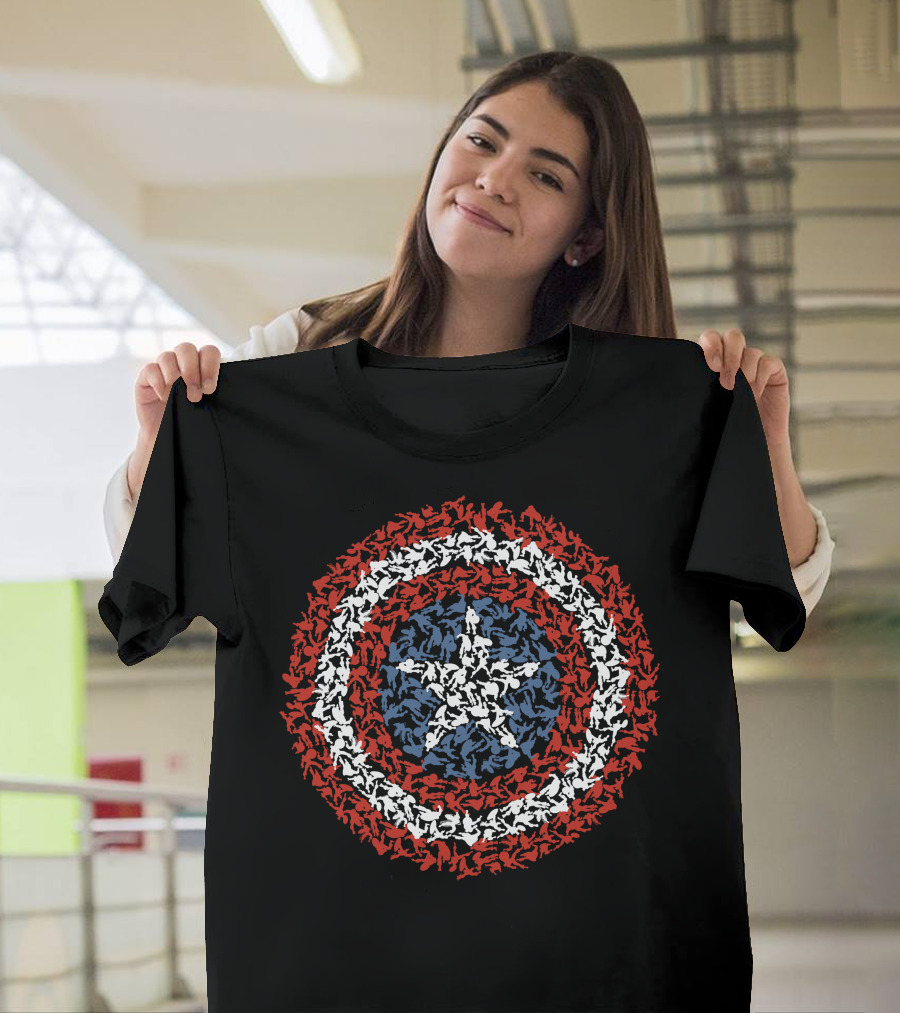 Marvel Captain America Shield Symbol Build Up T-Shirt