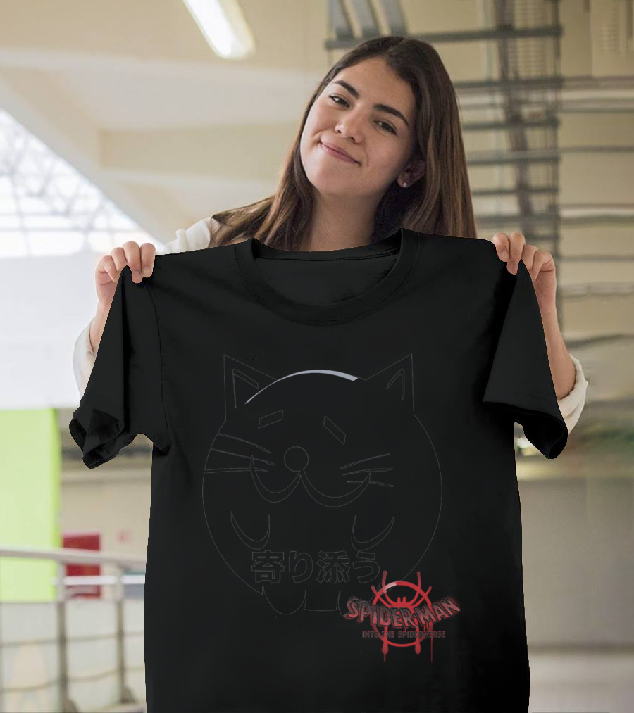 Marvel Spider-Man Into the Spiderverse Cat Sticker Japanese Text T-Shirt