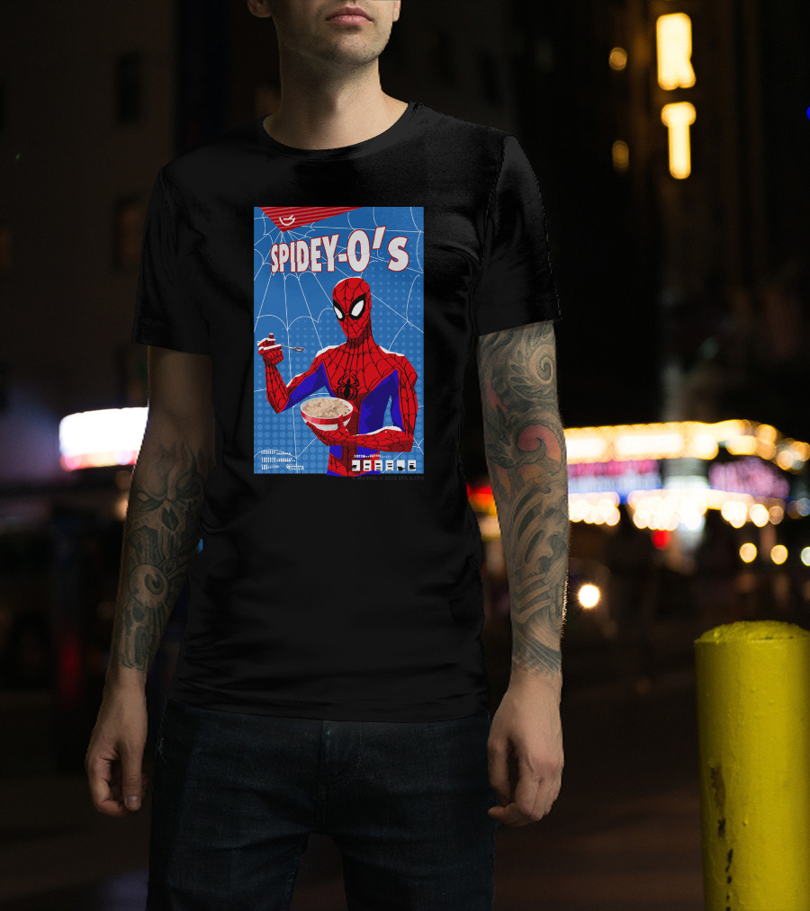 Marvel Spider-Man Spiderverse Spidey-Os Cereal Box Breakfast Comics T-Shirt