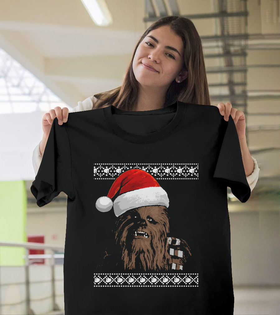 Chewbacca in Santa Hat Star Wars Holiday T-Shirt