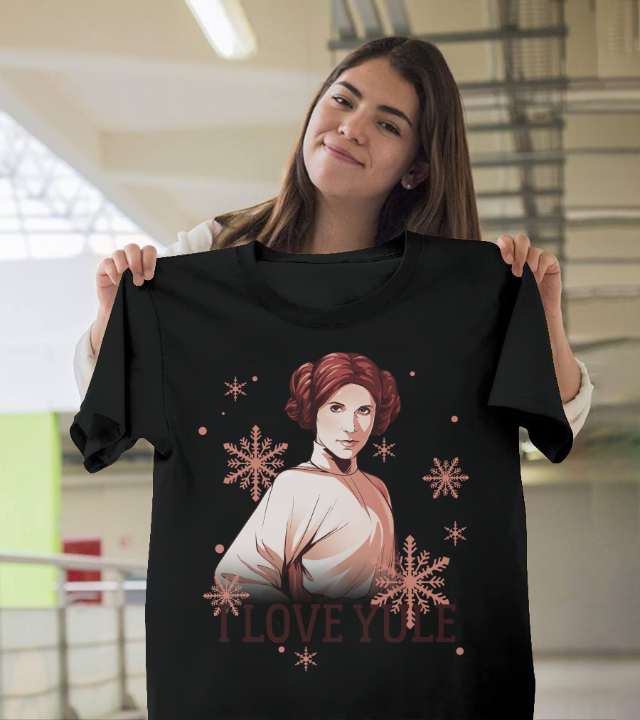 Star Wars Leia I Love Yule Christmas Snowflake Iconic Princess T-Shirt