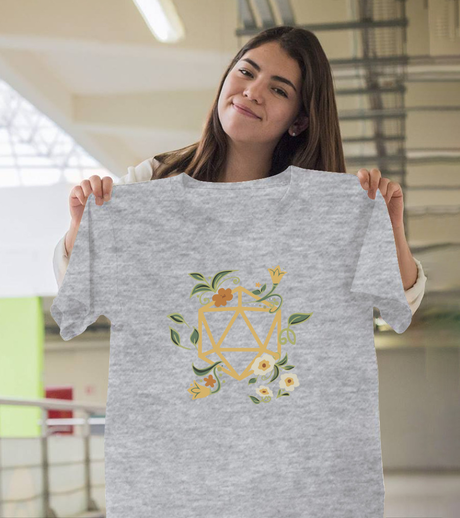 Druidic Floral Dice Dungeons And Dragons T-Shirt