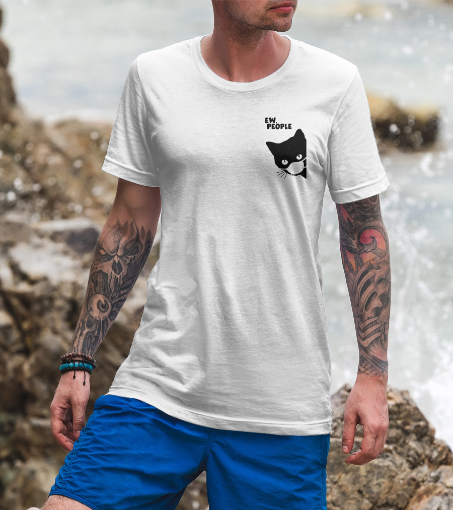 Ew People Black Cat Masked Silhouette Qwertee T-Shirt