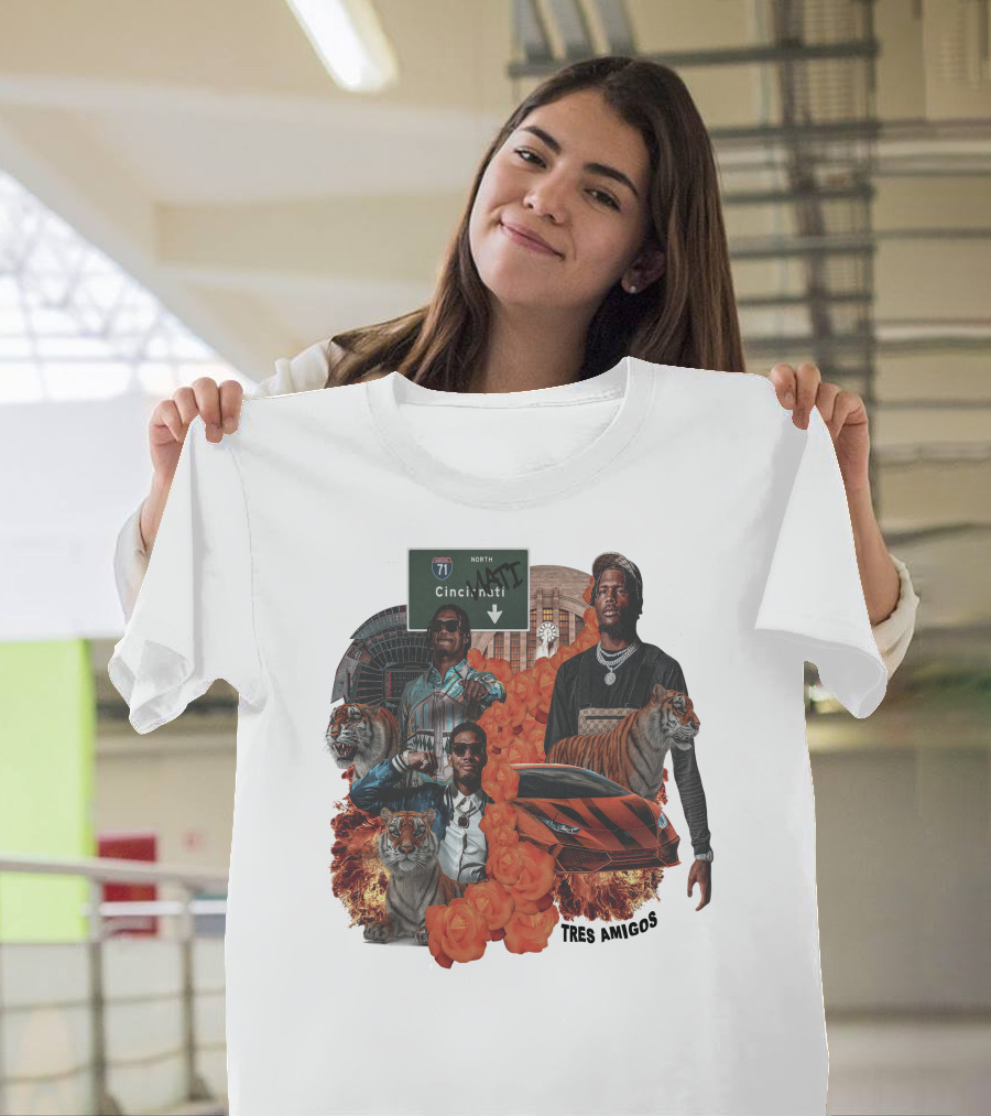 Tres Amigos Cincinnati Highway Tigers Roses Playoffs T-Shirt