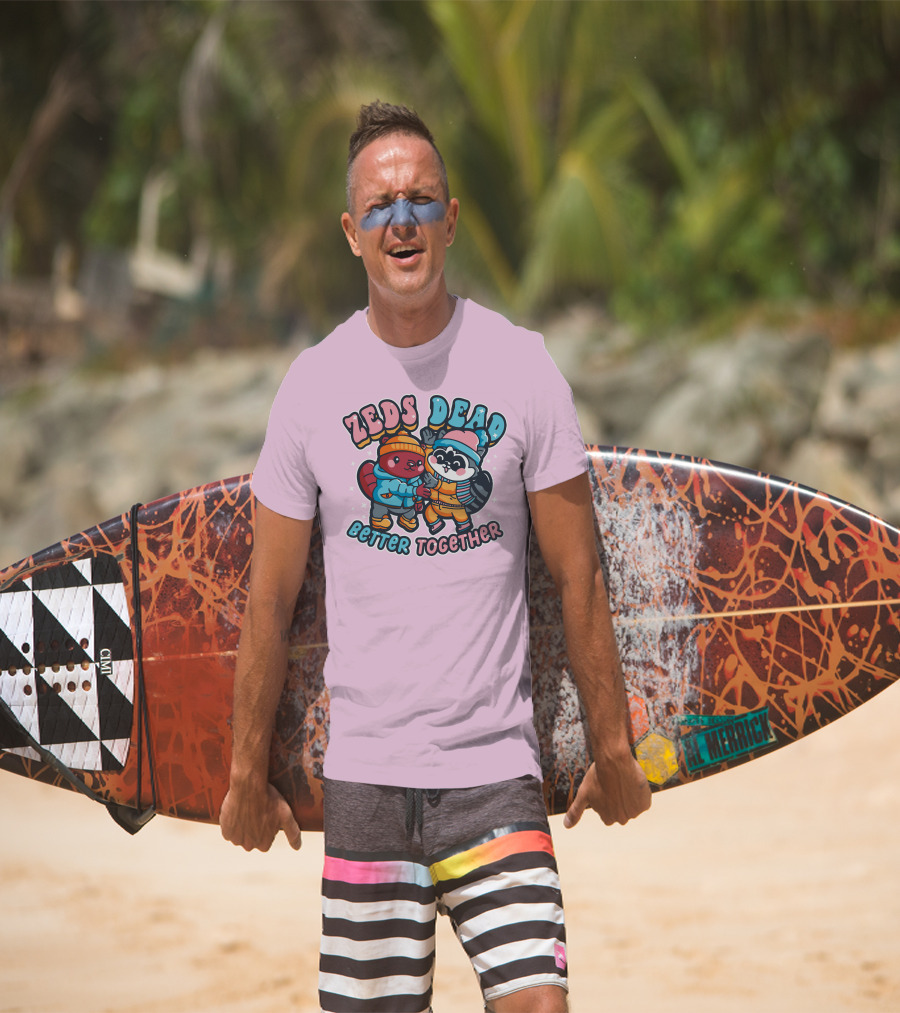 Zeds Dead Better Together Cartoon Beaver And Raccoon Winter Adventure T-Shirt