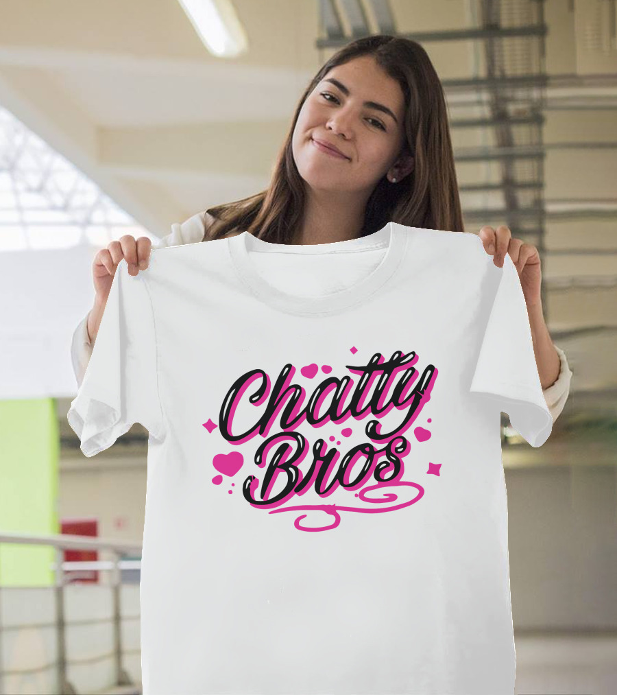 Chatty Bros Merch Heart Stars Motif Airbrush Bros T-Shirt