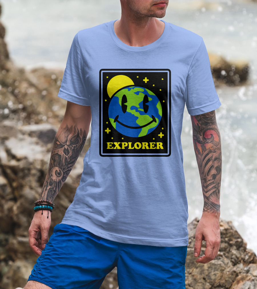 Socksfor1 Merch Explorer Earth Smiley T-Shirt