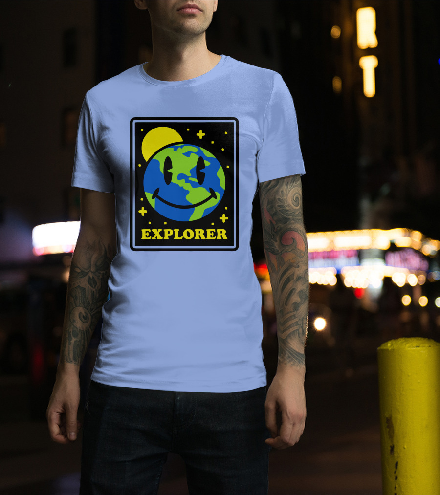 Socksfor1 Merch Explorer Earth Smiley T-Shirt