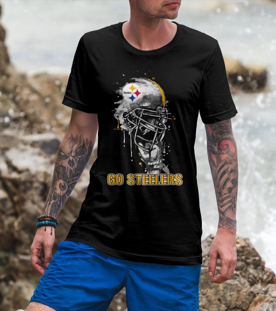 Steelers Football Skull Helmet Go Steelers T-Shirt