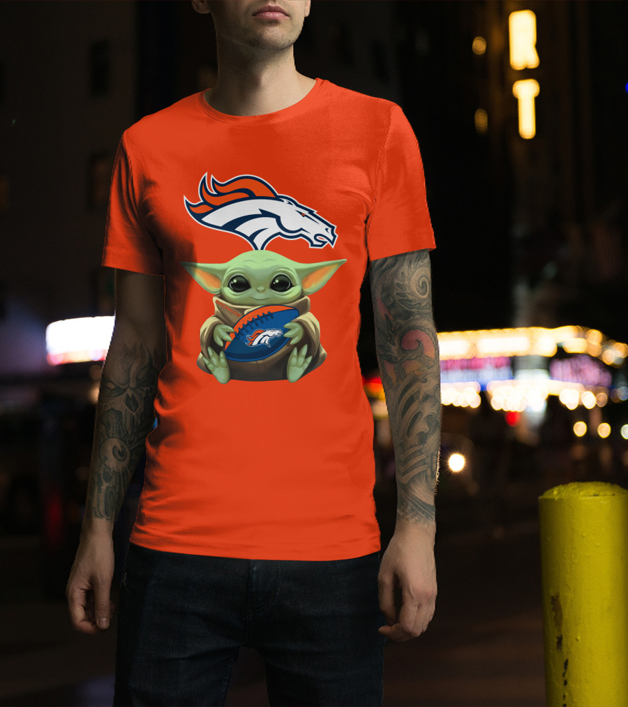 Denver Broncos Baby Yoda Football Fan T-Shirt