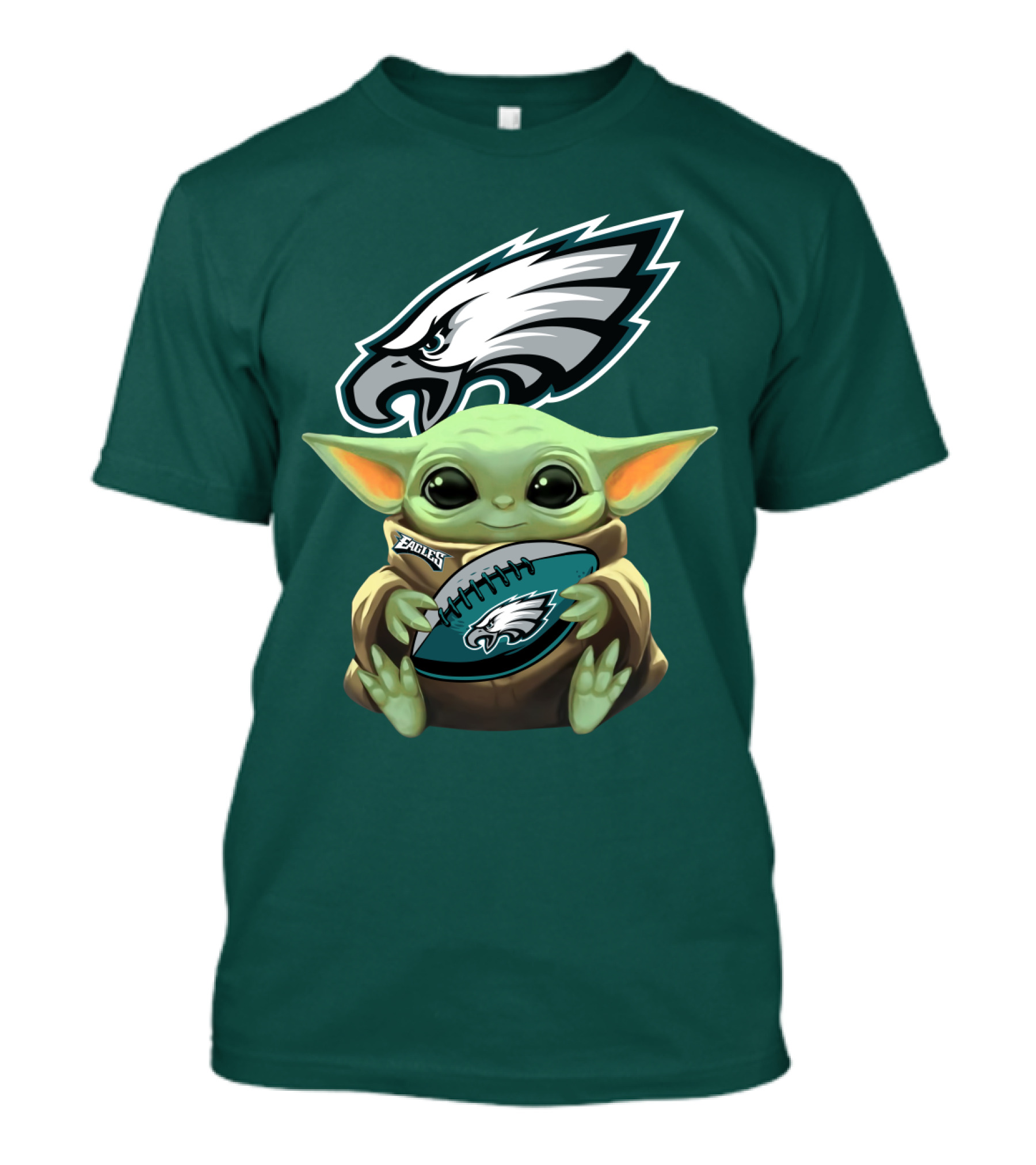 Baby Yoda Holding Philadelphia Eagles Football T-Shirt