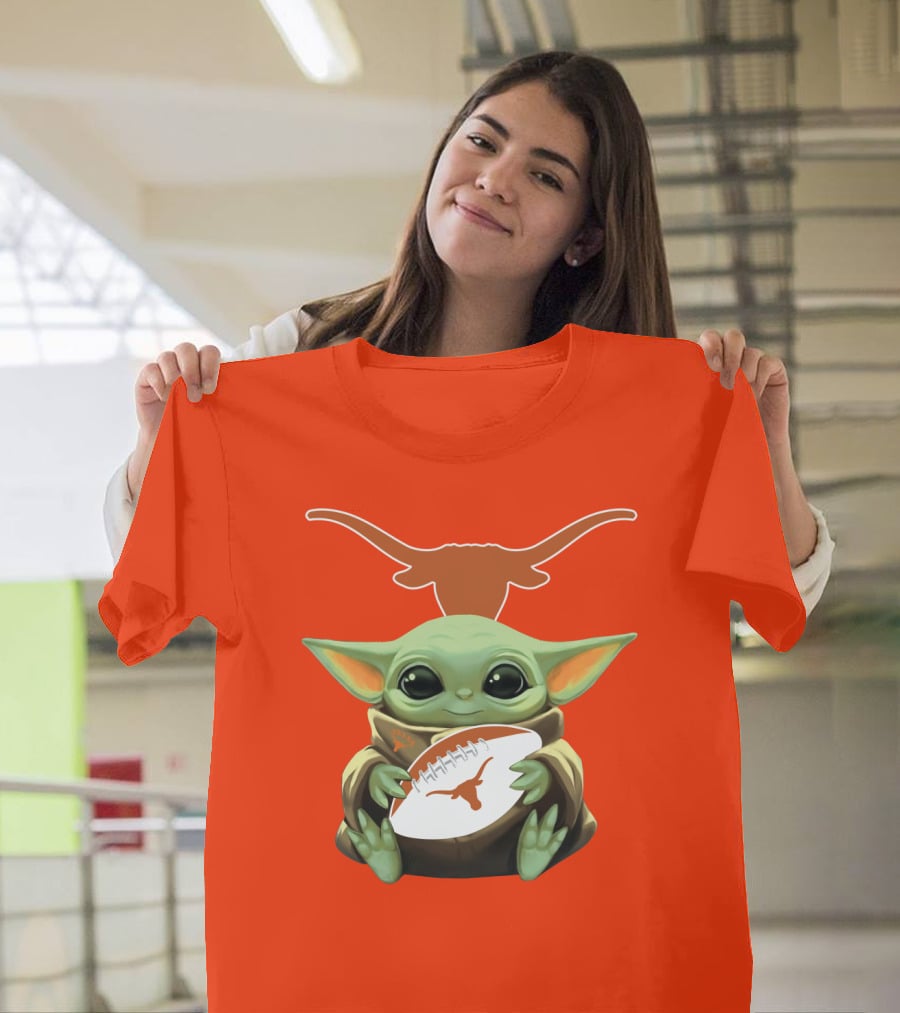 Baby Yoda Texas Longhorns Football T-Shirt