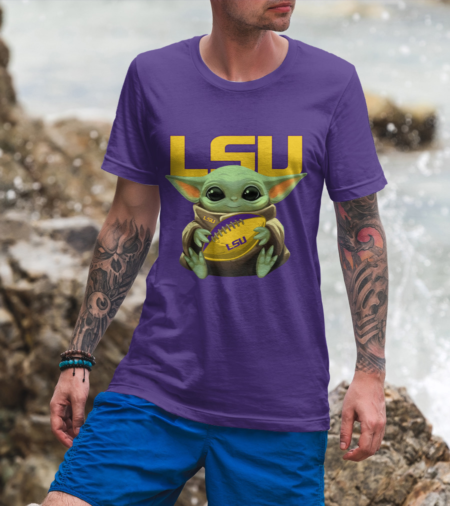 Lsu Baby Alien With Football T-Shirt