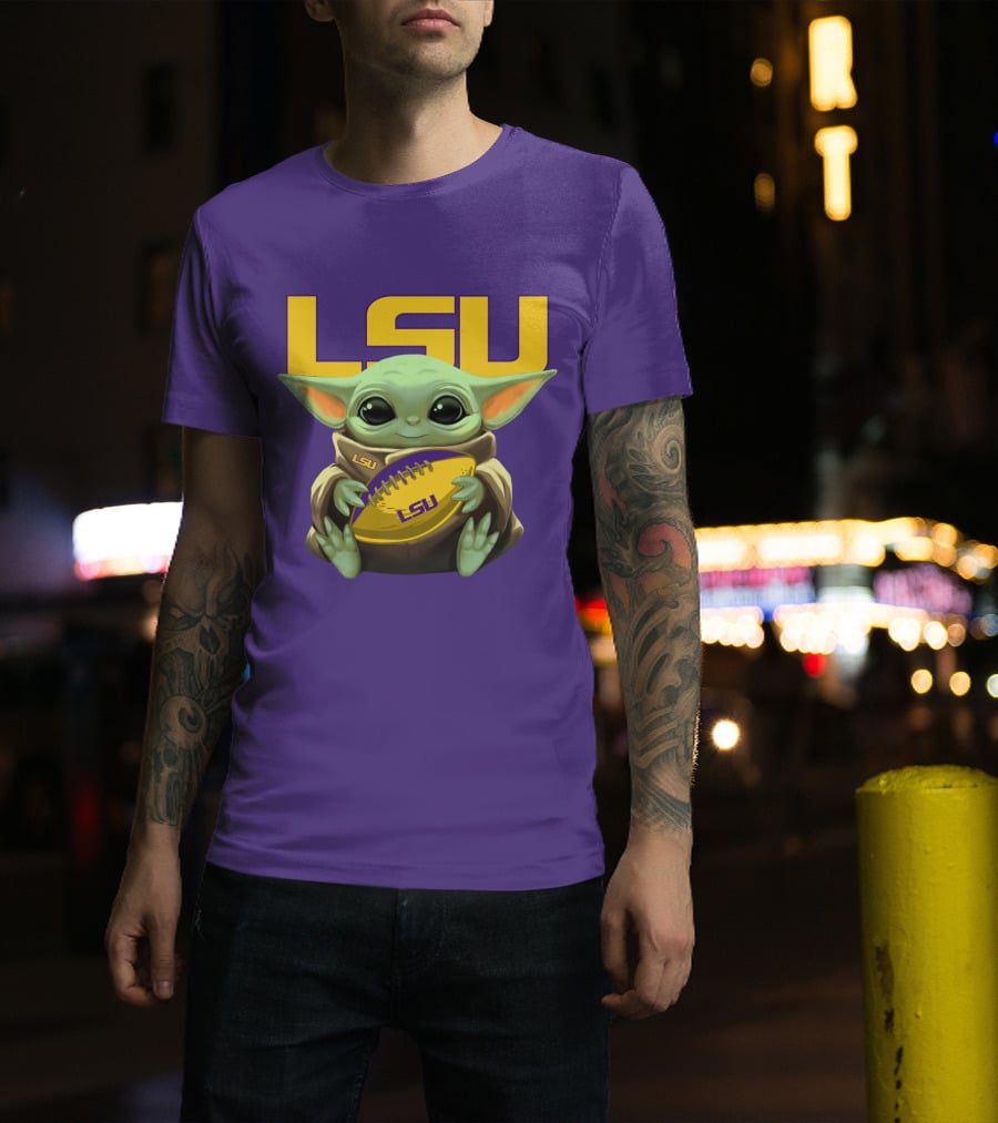 Lsu Baby Alien With Football T-Shirt