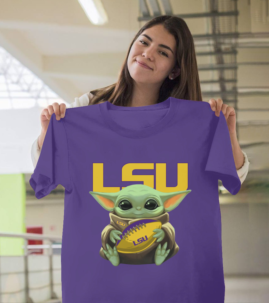 Lsu Baby Alien With Football T-Shirt