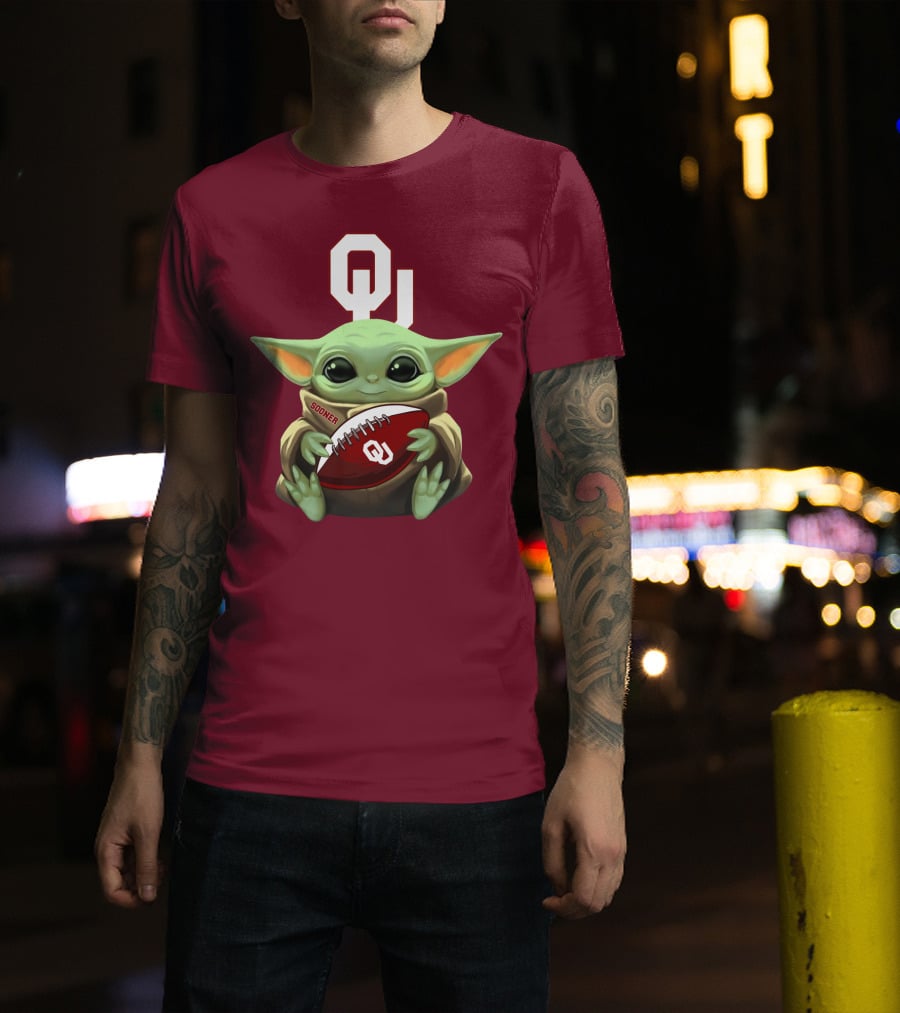 Ou Sooner Football Baby Yoda T-Shirt