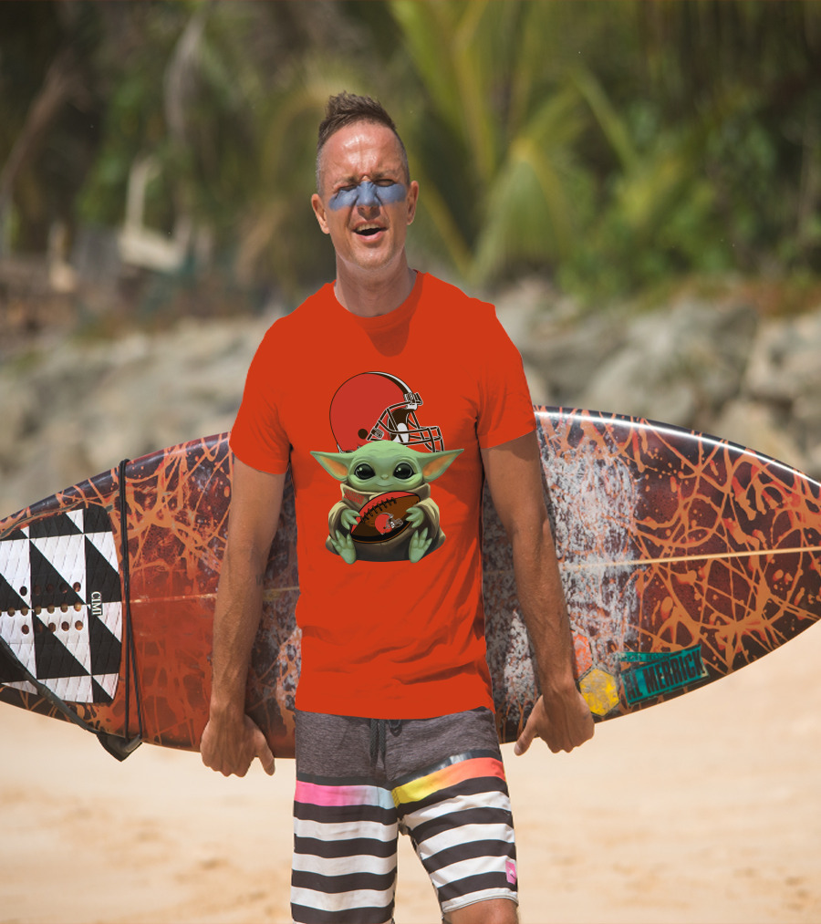 Cleveland Browns Football Baby Yoda T-Shirt