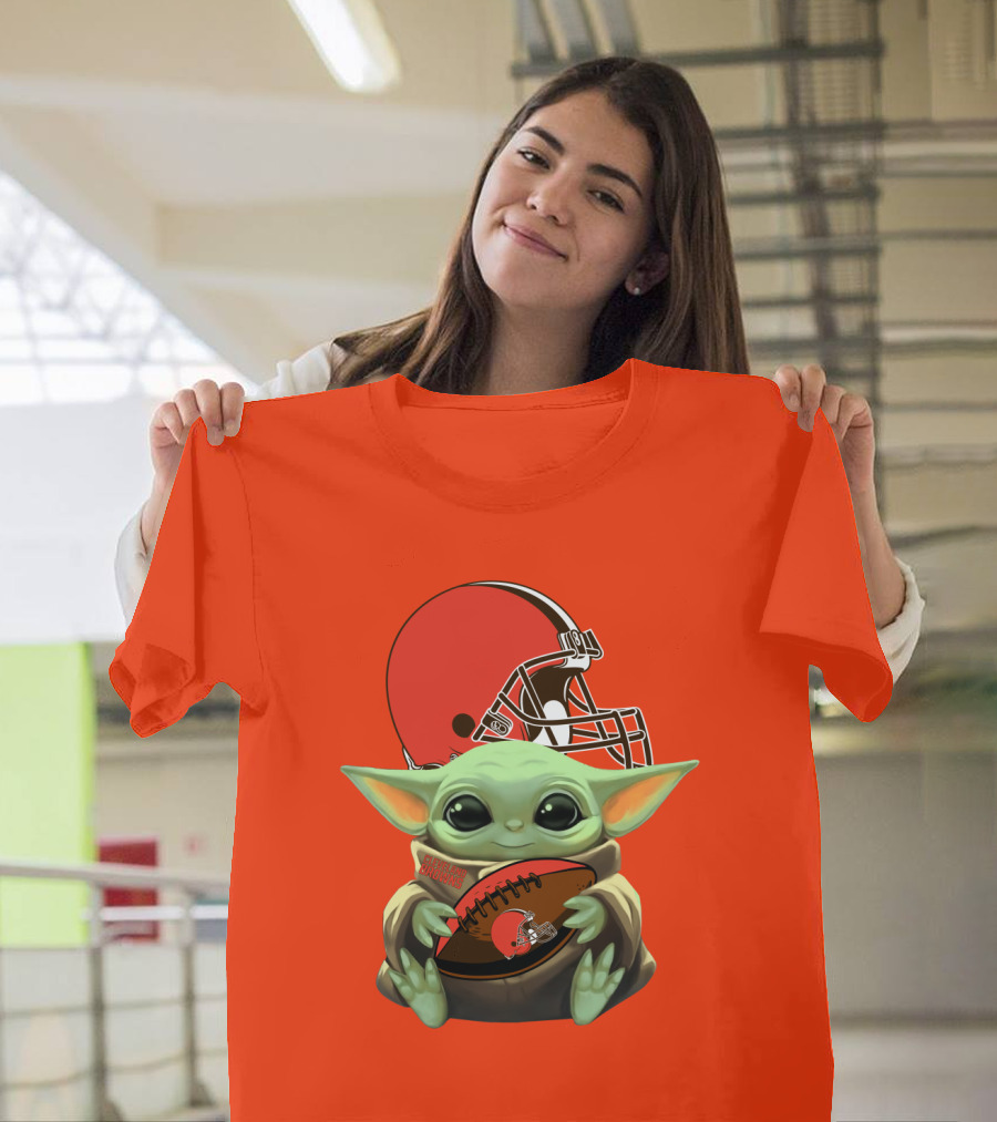 Cleveland Browns Football Baby Yoda T-Shirt
