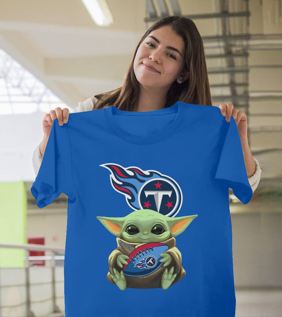 Tennessee Titans Baby Yoda Football T-Shirt