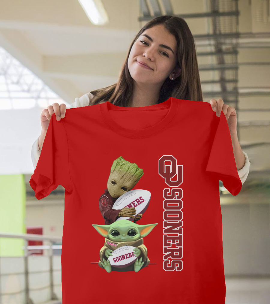 Ou Sooners Groot Baby Yoda Football T-Shirt
