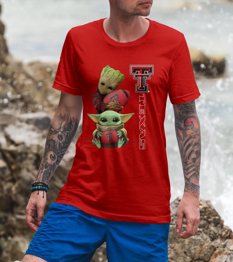 Groot Baby Yoda Texas Tech Football T-Shirt