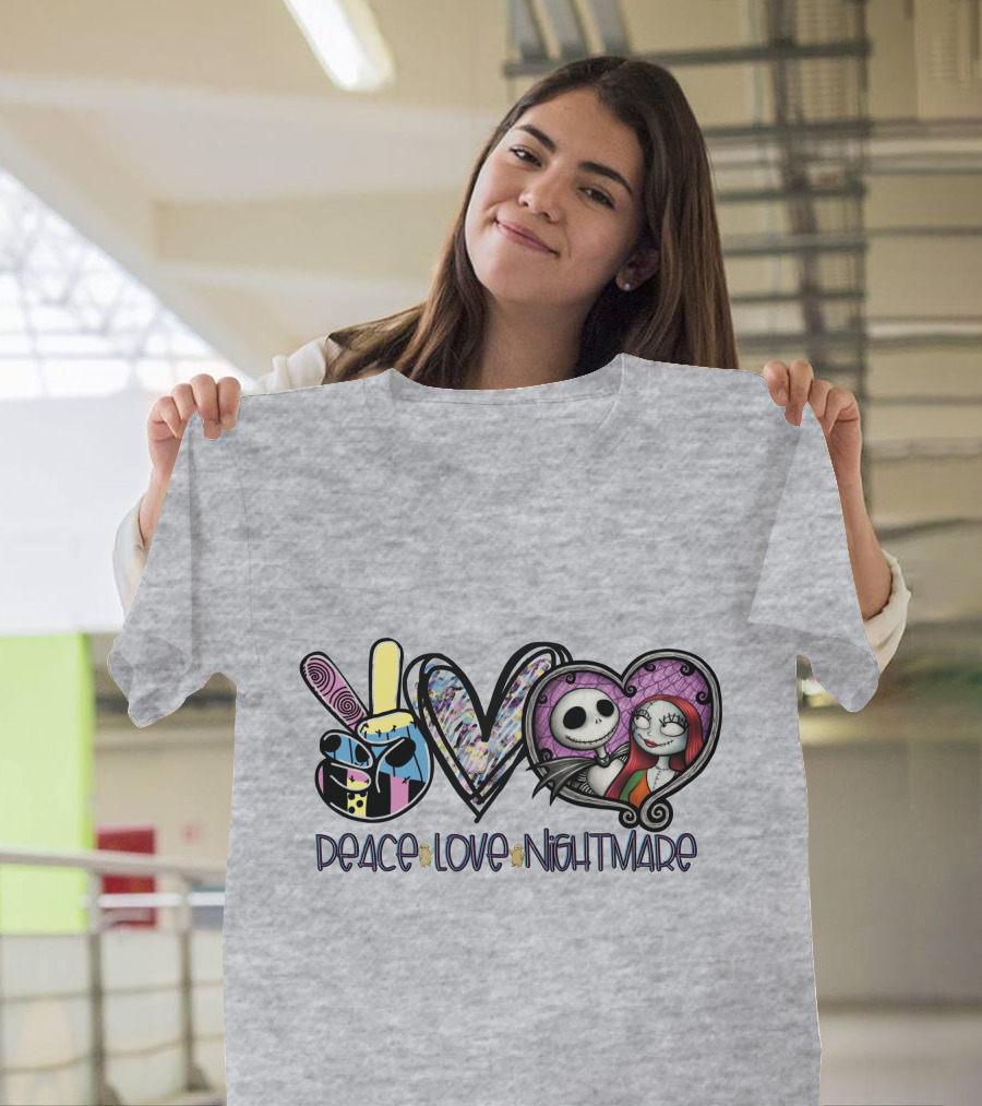 Peace Love Nightmare Before Christmas Halloween T-Shirt