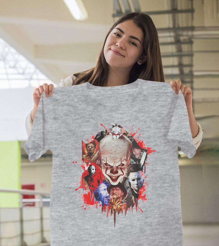 Halloween Killers Pennywise Michael Myers Freddy Krueger Jason Voorhees Jigsaw Horror Icons T-Shirt