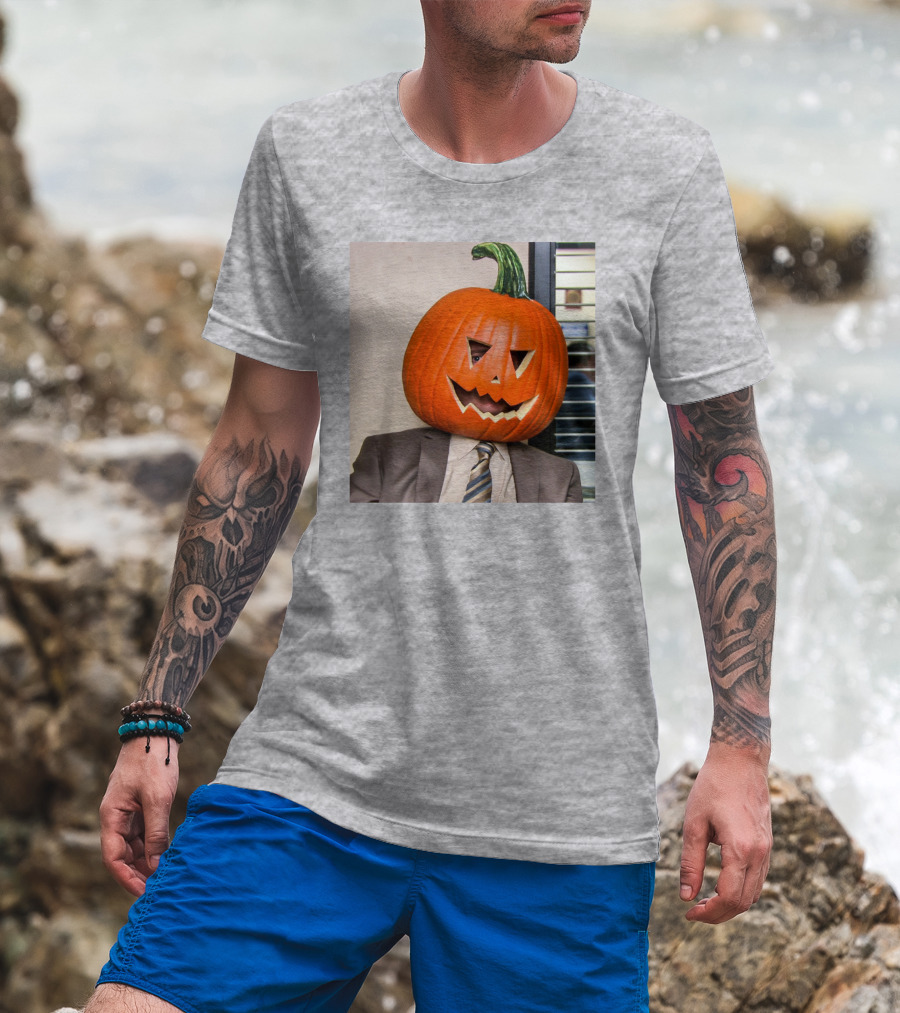 Office Halloween Pumpkin Head Costume T-Shirt