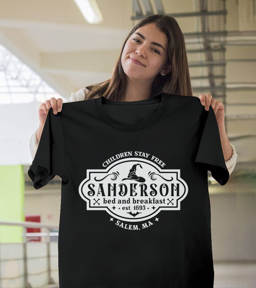 Sanderson Bed and Breakfast Children Stay Free Salem MA Halloween Est. 1693 T-Shirt