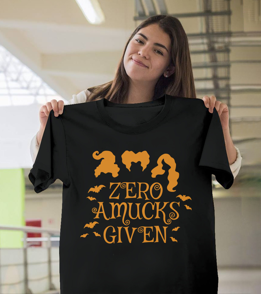 Zero Amucks Given Hocus Pocus Witch Silhouettes and Bats T-Shirt