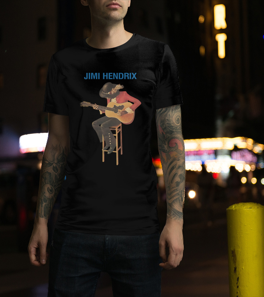Jimi Hendrix Acoustic Guitar Stool Session T-Shirt