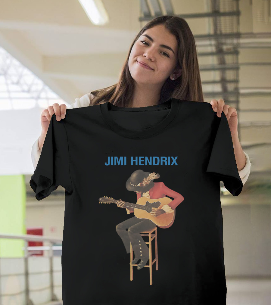 Jimi Hendrix Acoustic Guitar Stool Session T-Shirt