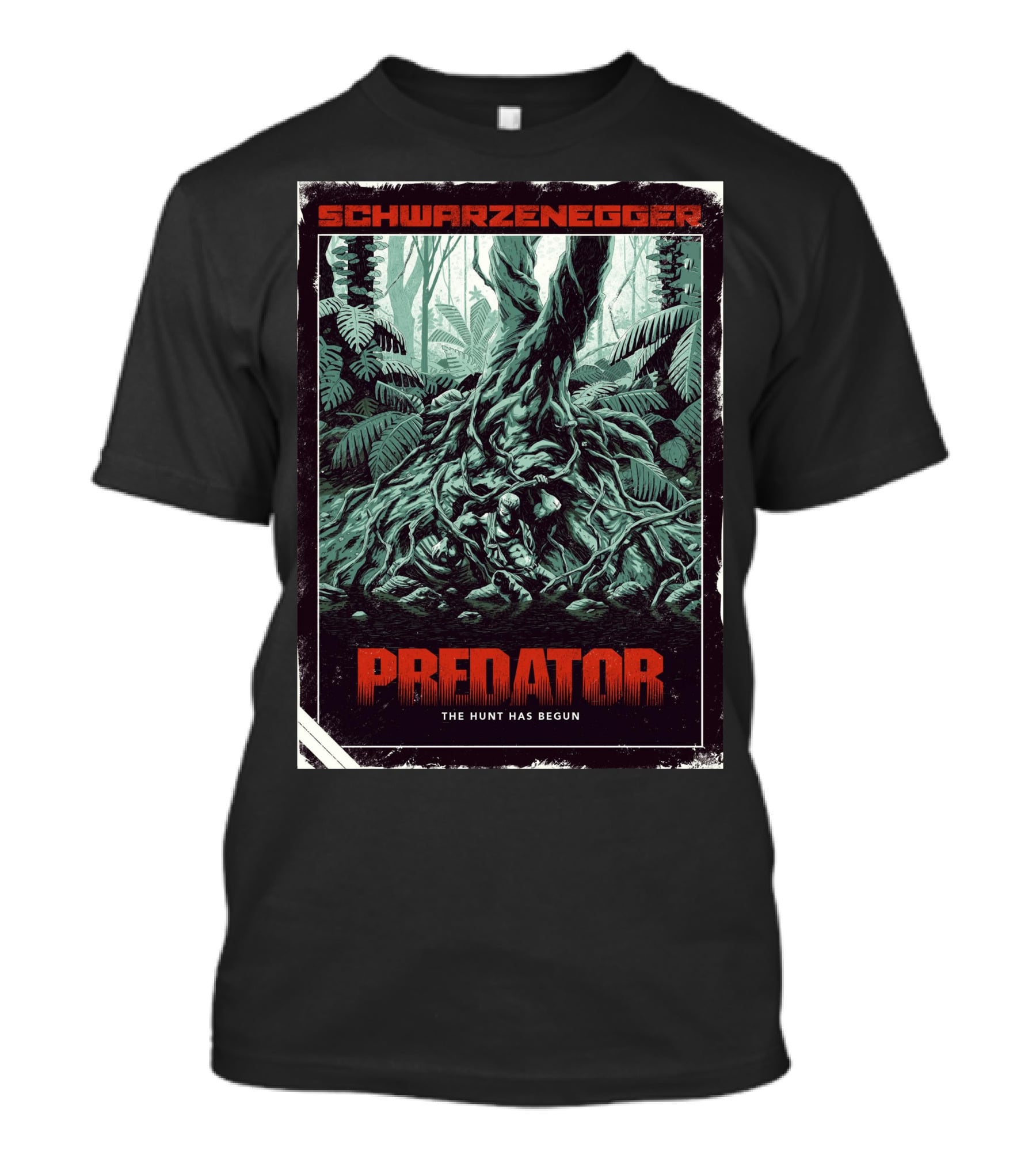 Schwarzenegger Predator The Hunt Has Begun T-Shirt